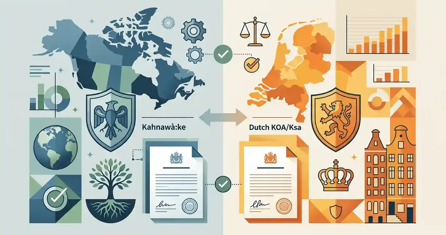 Conceptuele vergelijking tussen een Kahnawà:ke vergunning en een Nederlandse KOA vergunning